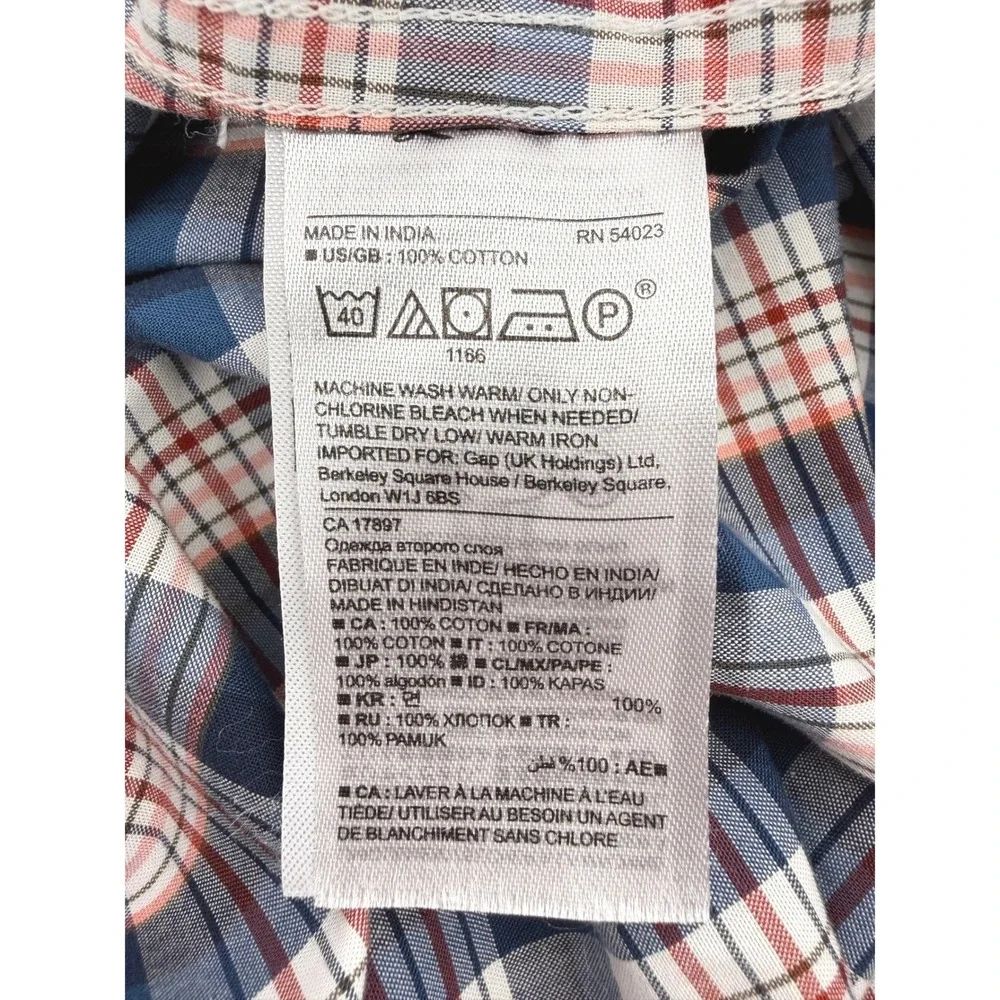 Banana Republic Camden Fit Blue Red Plaid Shirt Preppy Cotton Office Men XL EUC